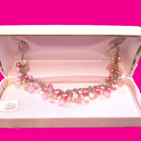 NWT Sterling Silver Vintage Pink Ribbon Design Bracelet - Picture 1 of 7